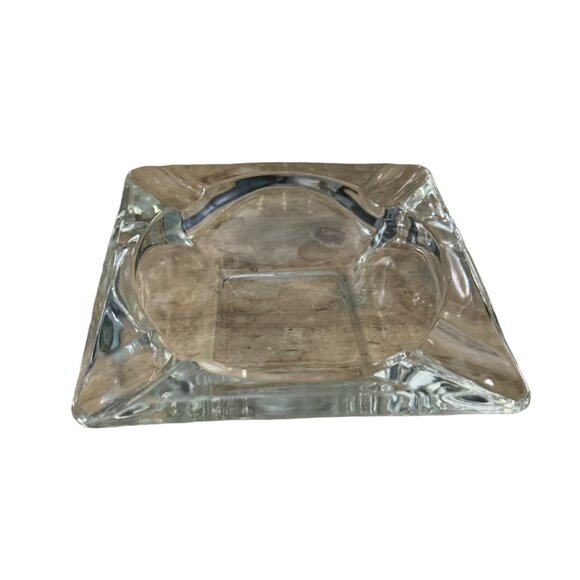 Vintage Clear Glass Ashtray Cigarette Cigar 6"X6" Square Large - Picture 1 of 5